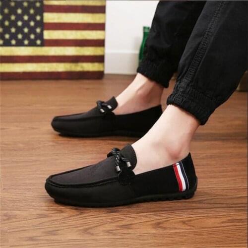 2020 Spring New Casual Fashion Trend Wild Soft Comfortable Bean Beans Shoes Students Fashion Rope Decoration Mens Single Shoes