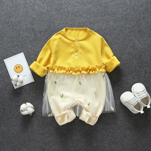 Baby Clothing 2021 Spring Autumn Baby Girl Romper Cute Mesh Princess Clothes Newborn Out Romper Infant Clothes Kids Short Romper