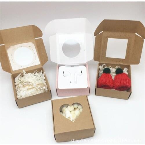 Factory wholesale kraft paper packaging carton wedding gift box transparent window jewelry display small gift box Packaging smal