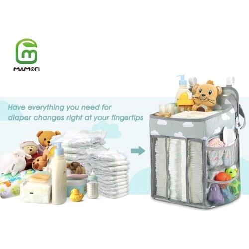 MAMON Baby Hanging Diaper Caddy Organizer Storage for Changing Table Crib Playard or Wall & Nursery MB03