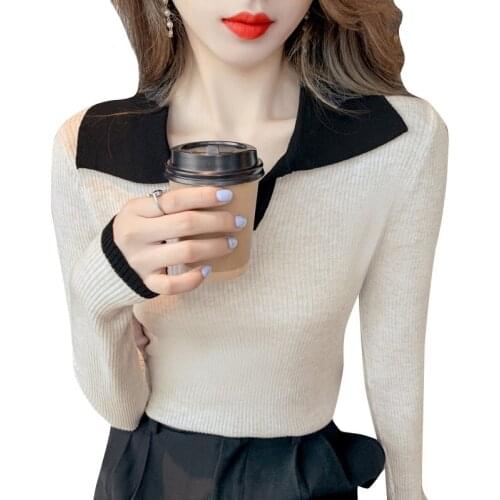 2021 autumn new style square neck slim bottomed sweater women sweater