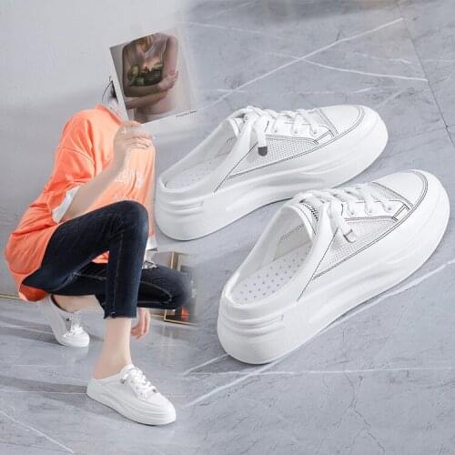 Half Slippers Women Summer New Breathable Mesh Womens Shoes Fashion Casual Style Outer Wear Semi-supporting Womens Shoes 10