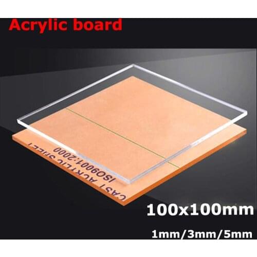 Clear Plexiglass Transparent plastic Sheet acrylic board organic glass polymethyl methacrylate 1mm 5mm 10mm thickness 100*100mm