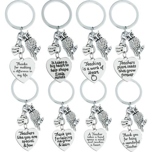 Thank You Xmas Gift Teachers Keyring Owl Keychain Gifts For Teacher Teaching Assistant Key Ring Key Chain Cute Keychain School