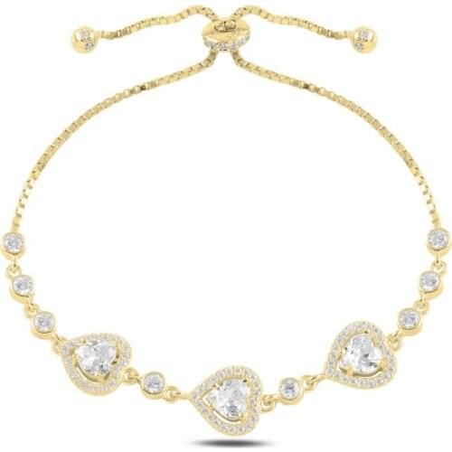 Silver 925 Sterling Heart Zircon Stone Lift Bracelet