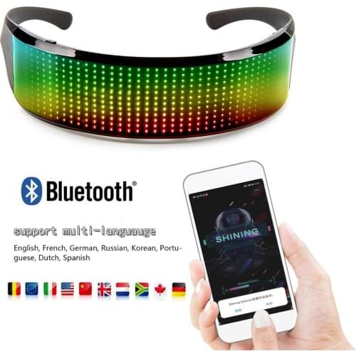 Bluetooth App Control Attractive Full Color LED Glasses Advertising Charming Scrolling LED Display Glasses for DJ Music Party