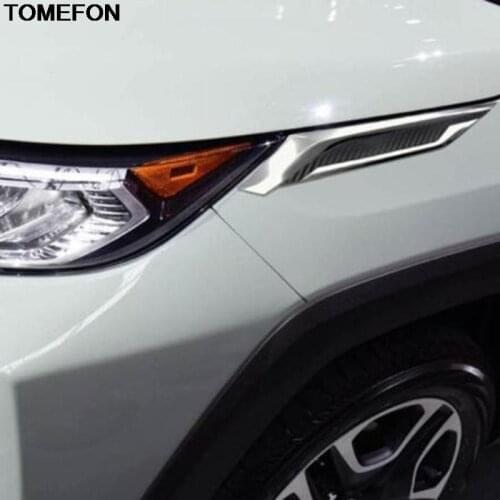 TOMEFON For Toyota RAV4 RAV 4 2019 2020 Auto Front Head Light Lamp Headlight Eyebrow Strips Cover Trim Exterior Accessories ABS