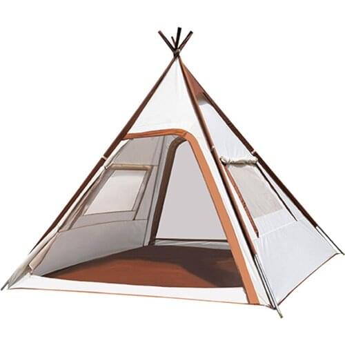 Outdoor Luxury Indian Pyramid Tent Breathable 4-5 Person Camping Tent Waterproof Carry Bag Travel Hiking Tents for Fishing Beach