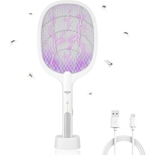 Bug Zapper Mosquito Killer Rechargeable 3000Volt Electric Fly Swatter and Bug Zapper Racket,Handheld Fly Zapper for Home&Outdoor