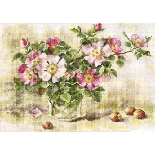 Embroidery Needlework Crafts 14CT Unprinted DIY Quality Cross Stitch Kits Handmade Wild Rose Grass Elegant Arts Home Decor