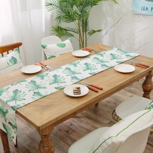 Green Plant Leaves Table Runners Dinning Table Decoration Nordic Home Decor