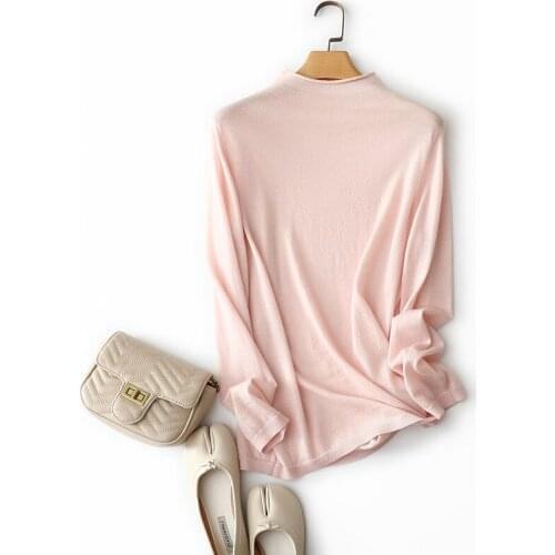 High quality 100% worsted cashmere turtleneck sweater women softness long sleeve warm pullovers knitted ladies pink jumper