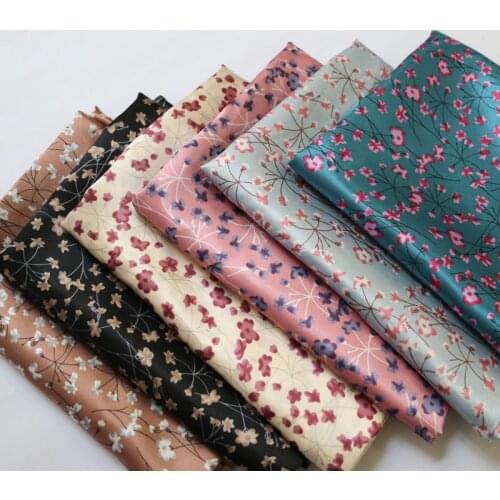 1 meter X 1.48 meter Elegant Floral Satin Fabric Soft Polyester Charmeuse Material For Scarf Headband Lining