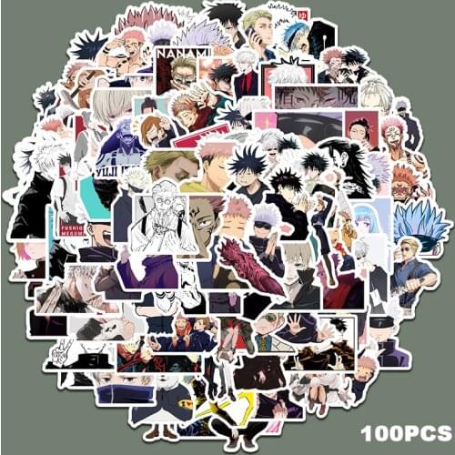 100pcs/set Jujutsu Kaisen Stickers PVC Waterproof DIY for Notebook Cup Cars Japan Anime Jujutsu Kaisen Stickers