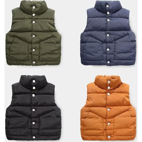 2020 New Arrival Baby Boys Vest Autumn Winter Child Thicken Warm Waistcoat Casual Solid Add Cotton Thick Vest for Boy 3-8 Years
