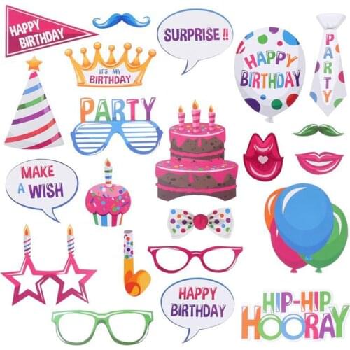 22pcs Happy Birthday Photo Booth Props Funny Birthday Decor For Celebrating Birthday Party Decorations Photobooth Props