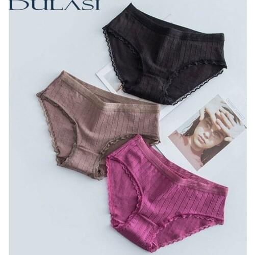 3Pcs/Lot Cotton Panties Female Sexy Lace Briefs Women Underwear Thread Lingerie Ladies Underpants For Girls Pantys DULASI