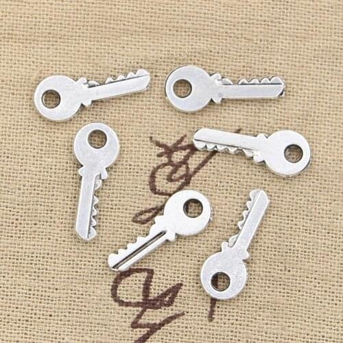 30pcs Charms Lovely Key 19x7mm Antique Tibetan Silver Color Pendant Findings Accessories DIY Vintage Choker Handmade Jewelry