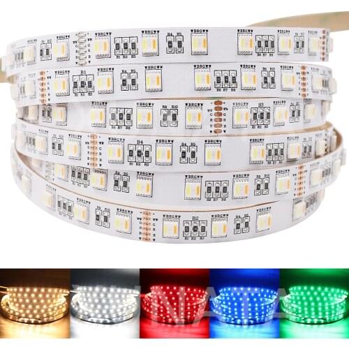 5IN1 RGB+CCT LED Strip 5050 60leds 30Leds 96Leds/m 5 Colors in 1 chip CW+RGB+WW RGBW RGBWW flexible Led Tape Light 12V 24V