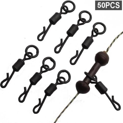 50PCS Carp Fishing Quick Change Swivels With Ring Rolling Swivels Clips Swing Snap Connector Carp Rig Fishing Tackle Accessories