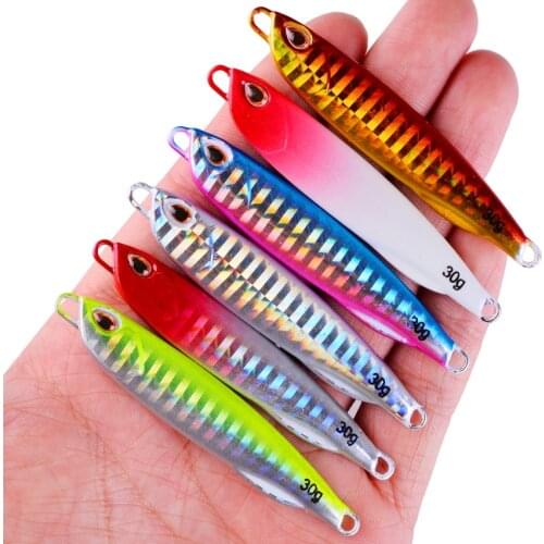 6pcs/lot Metal Jigs Lures 10g-40g Drag Metal Super Slim Glowing Slow Jigging Bait Sinking Fishing Lure Sea Casting Jig