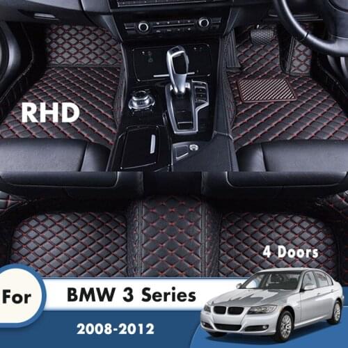 RHD Car Floor Mats For BMW 3 Series 4 Doors 2012 2011 2010 2009 2008 Artificial Leather Waterproof Carpets Accessories Interior