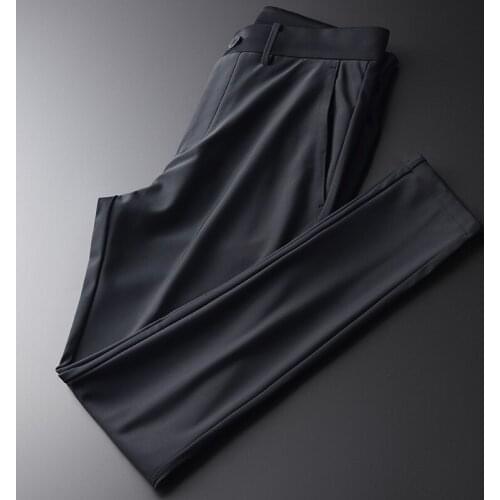 New Double Composite Mens Pants Luxury Warm And Comfortable Man Pants Autumn And Winter Simple Business Male Trousers 4XL