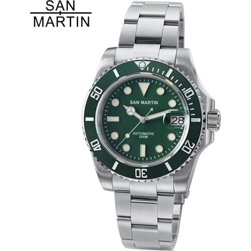 San Martin SN017G V2 Water Ghost Men Automatic Mechanical Watches Sapphire Crystal 20Bar Luminous Date Luxury Wristwatch for Men
