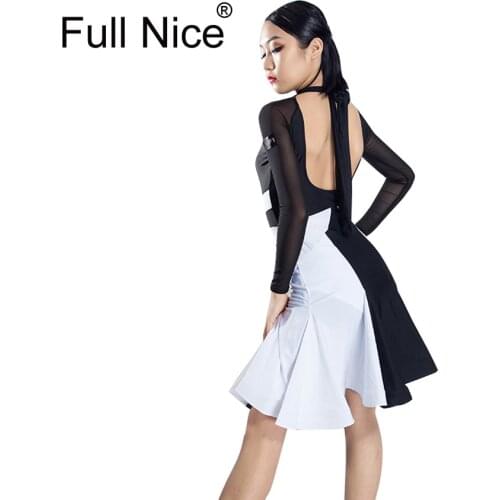 Black and white Latin Dance Dress Girls Women Samba Dance Costumes Clothes For Salsa Ballroom Dancing Dresses For Kid Latin Prac