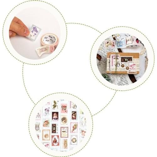Vintage Post Office Series Washi Tape Retro Stamps Coffee Decorative Adhesive Tape DIY Scrapbooking Sticker Label 1Pc