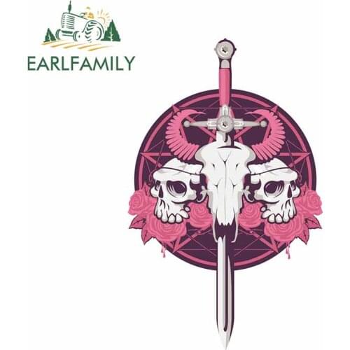 EARLFAMILY 13cm x 8.5cm For Bull Skull Car Stickers And Decals Waterproof Vinyl Material Scratch-Proof Bumper Decoration