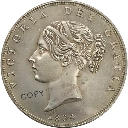 1864 United Kingdom 1/2 Crown Victoria Cupronickel Plated Silver Collectibles Copy Coin