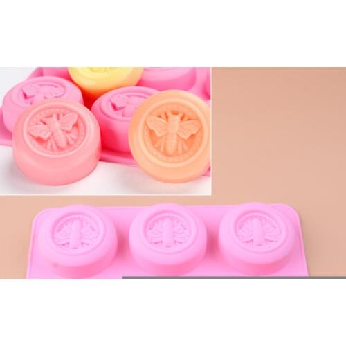 LETAOSK 6 Cavity Pink Round Silicone Honey Bee Wax Soap Mold Mould Tray Handmade DIY Making Crafts