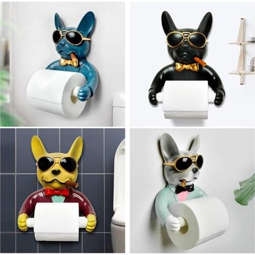 Tray Toilet Paper Holder Hygiene Resin Free Punch Hand Tissue Box Household Paper Towel Holder Reel Spool Device Dog Style