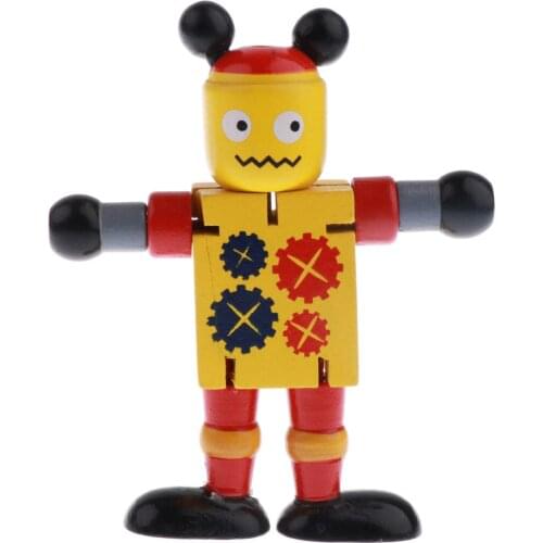 MagiDeal Wooden Walnut Puppets Robots Action Toys Flexible Joints Poseable for Baby Children Kids Xmas Gift Fun Toys 6Colors