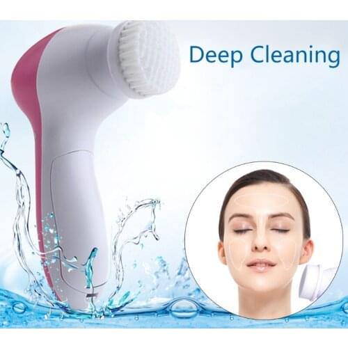 Face Massager 5 in 1 Electric Wash Face Machine Facial Pore Cleaner Body Cleansing Massage Mini Skin Care Brush
