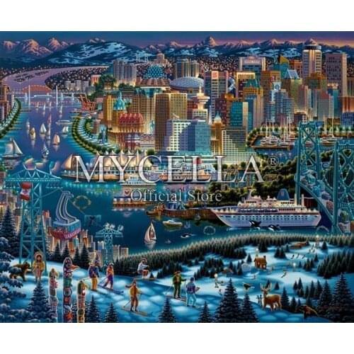 Cartoon Diamond Embroidery Vancouver City Winter Art 5D Diy Diamond Painting Cross Stitch Diamond Mosaic Home Decor Handmade