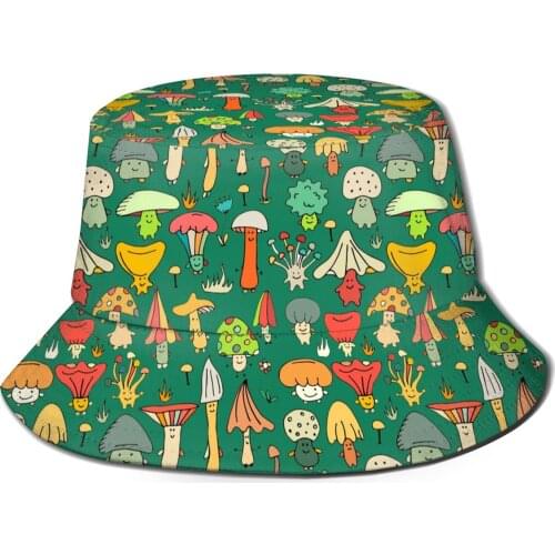 NOISYDESIGNS Cartoon Colorful Mushroom Prints Bucket Hat Fishermans Summer Sun Hats Fashion Fisherman Hat