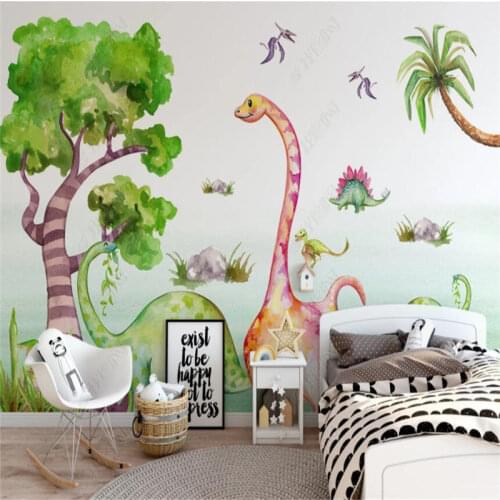 Cartoon Dinosaur Animal Tropical Tree Wall Paper 3D Childrens Room Background Mural Wallpapers for Living Room Bedroom Walls 3D