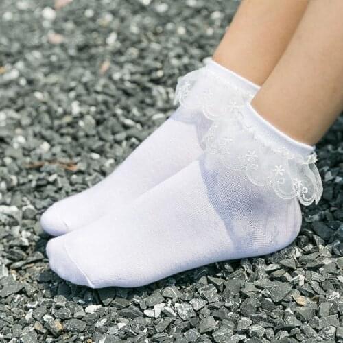 Lolita White Black Cotton Socks Lace Ruffle Anime Cosplay Princess Sock 2 Color Breathable Students Soxs Cute Funny Ankle Socks