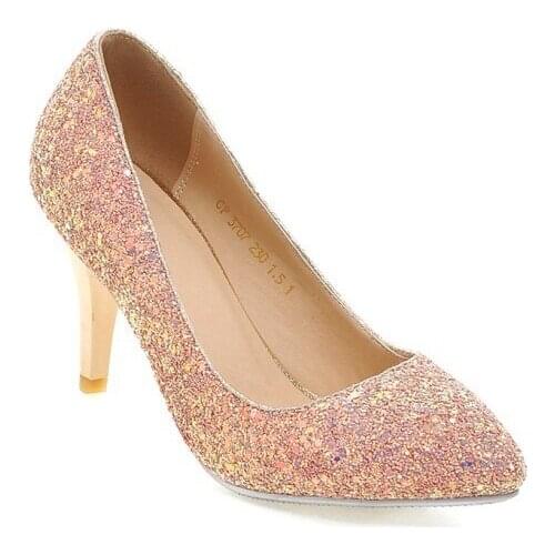 The spring and autumn period and the new fashion pointed fine glitter with married women fashion shoes heel