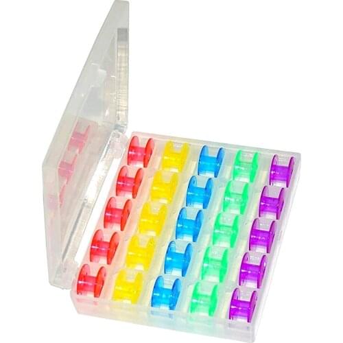 New Hot 25Pcs/Set Colorful Empty Bobbins Size A Class 15 Storage Box Sewing Machines Accessory SMR88