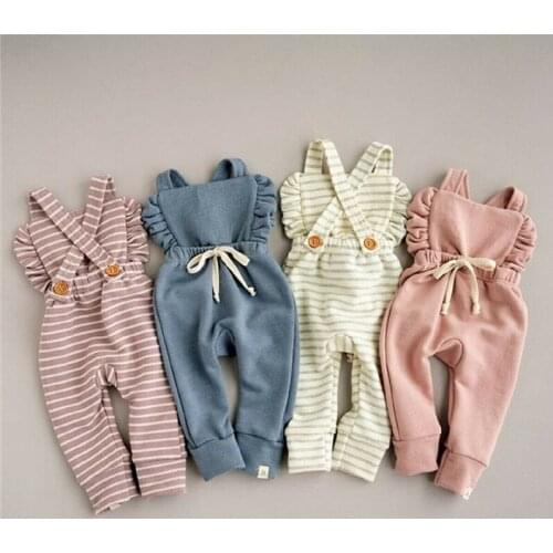 New Baby Girls Clothes Ruffle Bib Leggings Sleeveless Rompers Jumpsuit Overalls Summer Girls Casual Clothing Outfits 0-24M