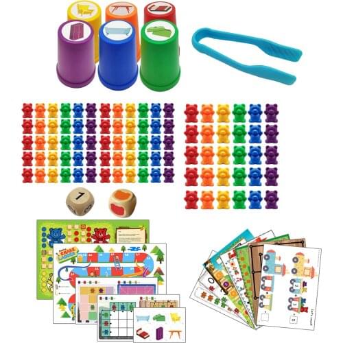 Education Counting Bears with Color Matching Sorting Cups Early Math