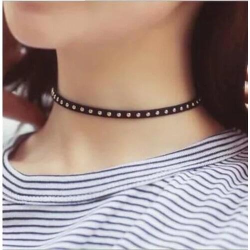 New fashion personality rivet bohemian black velvet nail fender necklace collar choker necklace for women
