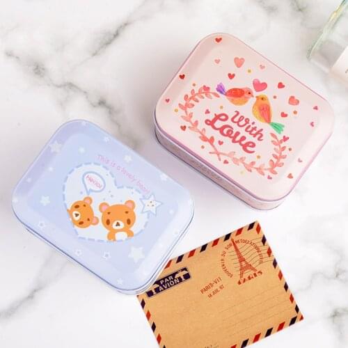 Easter Cartoon Gift Box Portable Biscuit Candy Square Storage Box Metal Lip Jewelry Case Organizer Coffee Sugar Tea Container