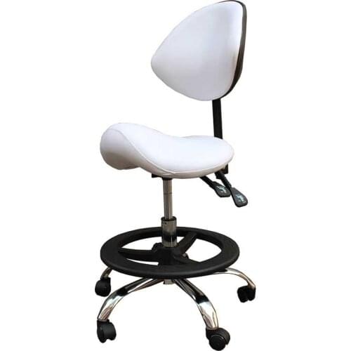 Modern Message Saddle Chair With Footrest&Swivel Adjustable Leather Chair Medical Spa Drafting Stool with Back For Home/Office