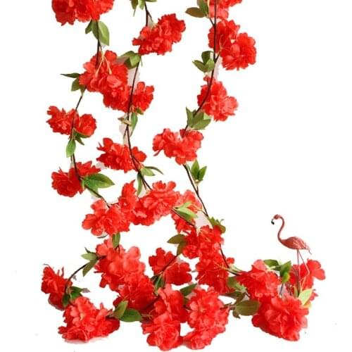 Wedding Decoration Sakura Cherry Rattan Arch Vine Artificial Flowers Home Party Decor Silk Ivy Wall Hanging Garland Wreath