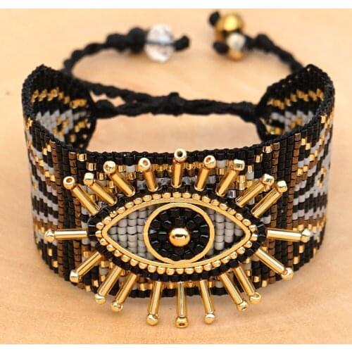 Turkish Blue Eyes Beaded Bracelet Miyuki Rice Beads Hand-woven Bohemian Ethnic Couple Jewelry Turkish Evil Eye Bracelet Jewlery