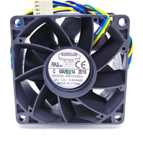 EVERFLOW RB7038BU 70x70x38MM DC12V 0.80A 4Lines Computer cooling fan
